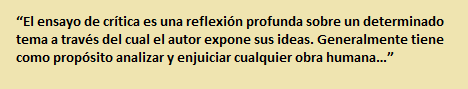 el ensayo de crítica es una reflexión profunda sobre